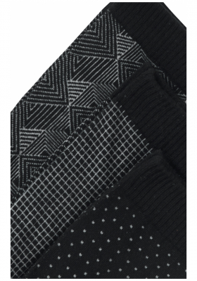BLEND Geometric 3-Pack 2948, Fekete Mintás Magasszárú Zokni