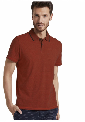 TOM TAILOR Striped Polo w. Overdye 8142, Piros Rövid Ujjú Ingpóló