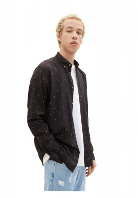 TOM TAILOR DENIM Smiley 4918, Fekete Hosszú Ujjú Ing