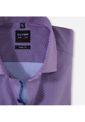 OLYMP Level Five 2108, Rózsaszín Hosszú Ujjú Ing, Body fit, Royal Kent