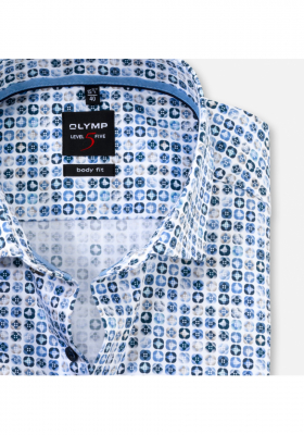 OLYMP Level Five 2100, Kék Hosszú Ujjú Ing, Body fit, Royal Kent