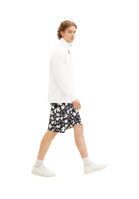 TOM TAILOR DENIM 6283, Fekete Nyomott Mintás Rövidnadrág