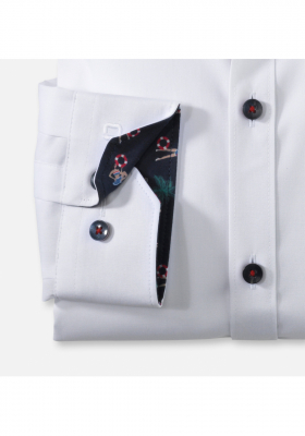OLYMP No. Six 2525, Fehér Hosszú Ujjú Ing, Super slim, Button-down