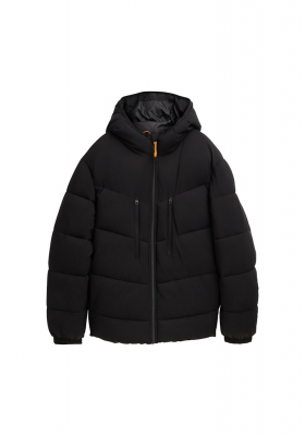 TOM TAILOR DENIM 1775, Fekete Bélelt Kapucnis Téli Dzseki