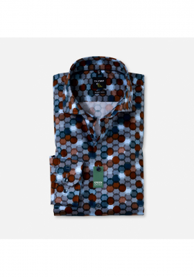 OLYMP No. Six 2556, Kék Hosszú Ujjú Ing, Super slim, Royal Kent