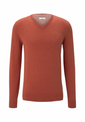 TOM TAILOR Basic V-Neck 2820, Narancssárga Kötött Pulóver