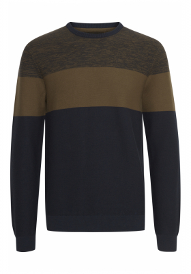 BLEND Colourblocked 4636, Zöld Kötött Pulóver