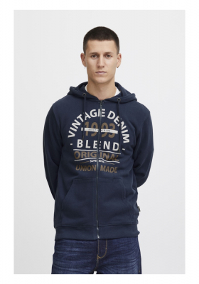 BLEND 5775, Kék Cipzáros Kapucnis Pulóver