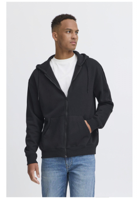 BLEND Juste 8483, Fekete Cipzáros Kapucnis Pulóver