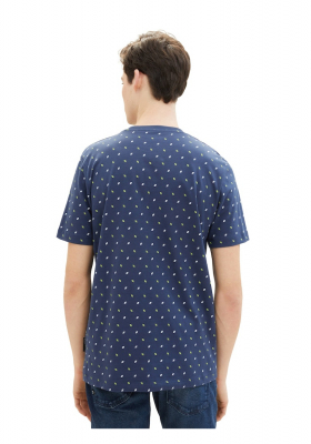 TOM TAILOR DENIM 0836, Kék Mintás Rövid Ujjú Póló