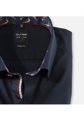 OLYMP Level Five 2128, Kobaltkék Hosszú Ujjú ing, Body fit, Under Button-Down