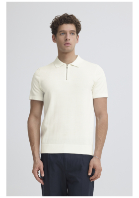 CASUAL FRIDAY Loka 6274, Fehér Kötött Cipzáros Rövid Ujjú