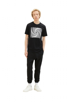 TOM TAILOR DENIM 7680, Fekete Rövid Ujjú Póló