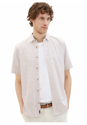 TOM TAILOR 6220, Fehér-Piros, Mintás Rövid Ujjú Ing