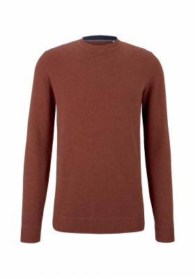 TOM TAILOR Structure 6500, Barna Kötött Pulóver