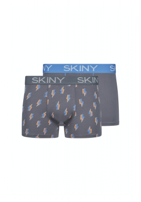 SKINY Cottton Multipack 6487, Szürke, Mintás Boxernadrág Dupla Csomag