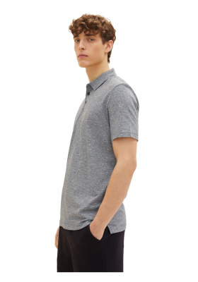 TOM TAILOR DENIM 5883, Szürke Csíkos Rövid Ujjú Ingpóló