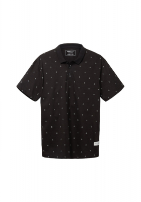 TOM TAILOR DENIM 5287 Fekete Rövid Ujjú Ingpóló Smiley