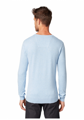 TOM TAILOR Basic V-Neck 2820, Kék Kötött Pulóver