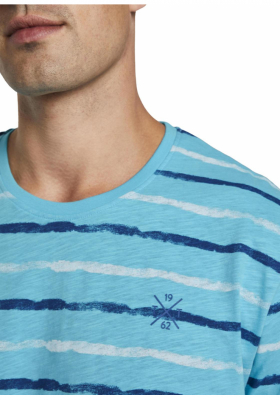 TOM TAILOR Printed Stripes 9729, T-Shirt, Kék Csíkos Rövid Ujjú Póló
