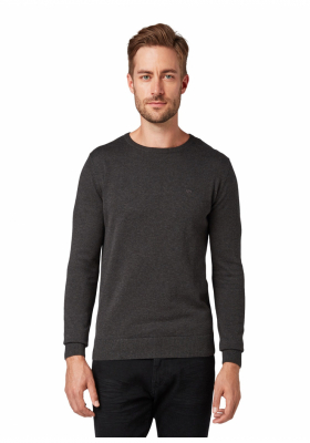 TOM TAILOR Basic O-Neck 2819, Szürke Kötött Pulóver