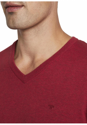 TOM TAILOR Basic V-Neck 2820, Piros Kötött Pulóver