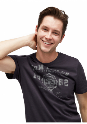 TOM TAILOR Basic 3549, Sötétkék Rövid Ujjú Póló