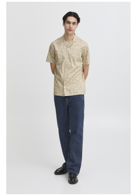 CASUAL FRIDAY Walker 5480, Világosbarna Virágmintás Rövid Ujjú Ing