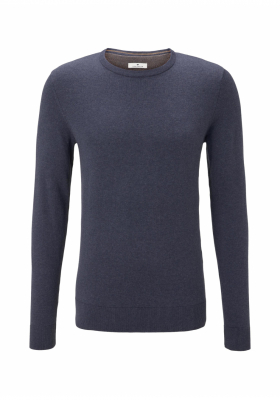 TOM TAILOR Basic O-Neck 2819, Kék Kötött Pulóver