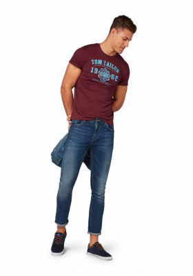 TOM TAILOR Basic 8637, Bordó Rövid Ujjú Póló