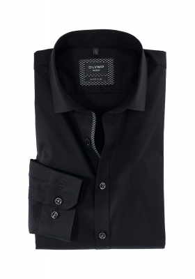 OLYMP No.Six 24/Seven 2540, Fekete Hosszú Ujjú Ing, Super slim, Urban Kent