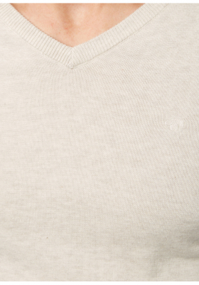 TOM TAILOR Basic V-Neck 1321, Bézs Kötött Pulóver