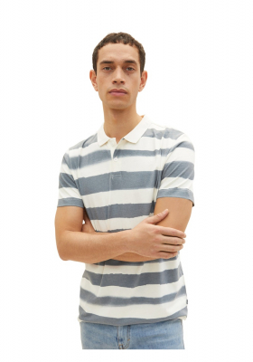 TOM TAILOR 5558, Csíkos Pasztel Kék Rövid Ujjú Ingpóló