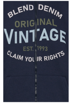 BLEND 5054, Kék Cipzáras-Kapucnis Pulóver