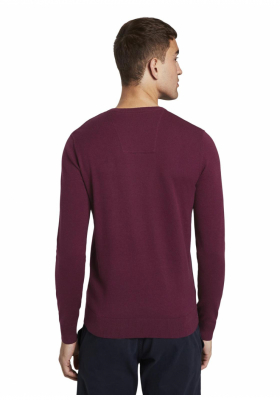 TOM TAILOR Basic V-Neck 2820, Piros Kötött Pulóver