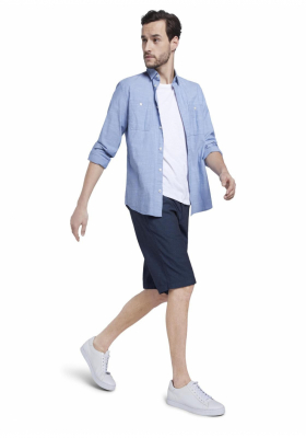 TOM TAILOR Yarndye Tailored 6340, Sötétkék Chino Rövidnadrág