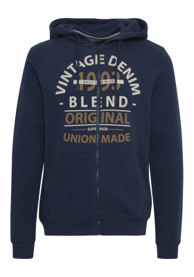 BLEND 5775, Kék Cipzáros Kapucnis Pulóver