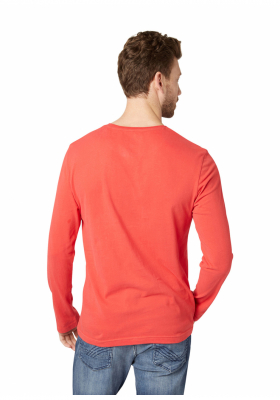TOM TAILOR Basic 8210, Piros Hosszú Ujjú Póló