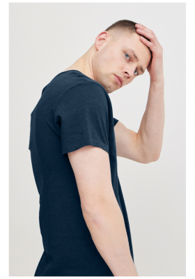 BLEND 7013, Kék Rövid Ujjú Póló Gombos NOOS