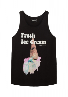 TOM TAILOR DENIM 6469, Fekete Ujjatlan Fagyis Póló