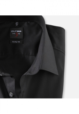 OLYMP Level Five 7060, Fekete Hosszú Ujjú Ing Body fit, New York Kent