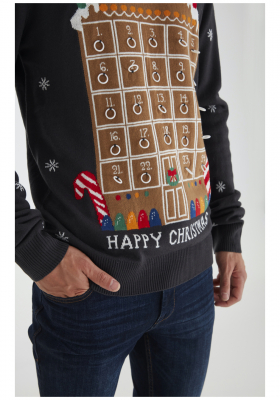 BLEND Xmas 1613, Kék Kötött Pulóver