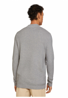 TOM TAILOR DENIM Geometric 8385, Szürke Kötött Pulóver