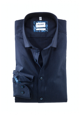 OLYMP Level Five 2090, Kék Hosszú Ujjú Ing, Body fit, Modern Kent
