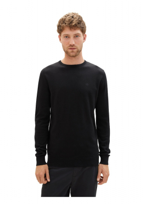 TOM TAILOR 2819, Fekete Hosszú Ujjú Kötött Pulóver