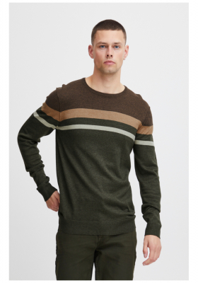 BLEND 6090, Barna Csíkos Kötött Pulóver