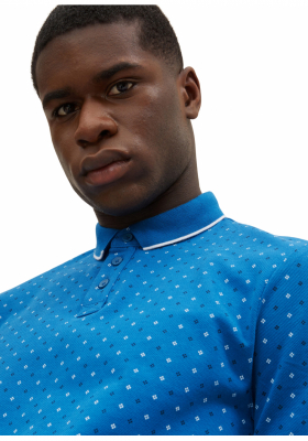 TOM TAILOR DENIM Alloverprint 4053, Kék Rövid Ujjú Ingpóló