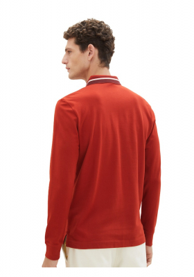 TOM TAILOR 7813, Piros Hosszú Ujjú Ingpóló