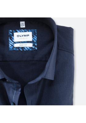 OLYMP Level Five 2090, Kék Hosszú Ujjú Ing, Body fit, Modern Kent