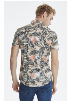 BLEND 0200, Zöld Rövid Ujjú Ing, Slim fit 